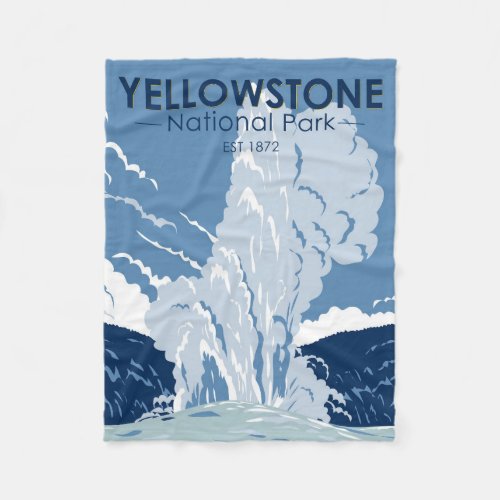 Yellowstone National Park Old Faithful Vintage Fleece Blanket