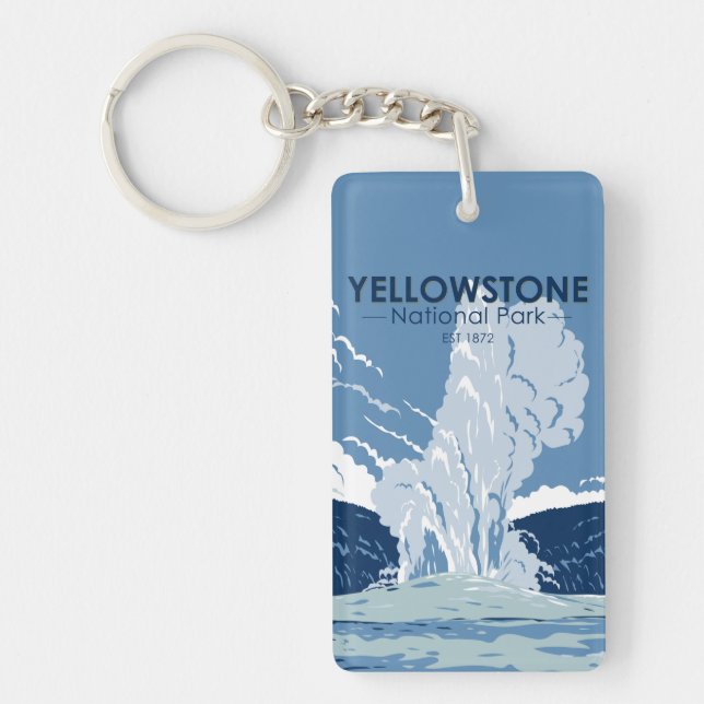 Yellowstone National Park Old Faithful Vintage Keychain (Front)