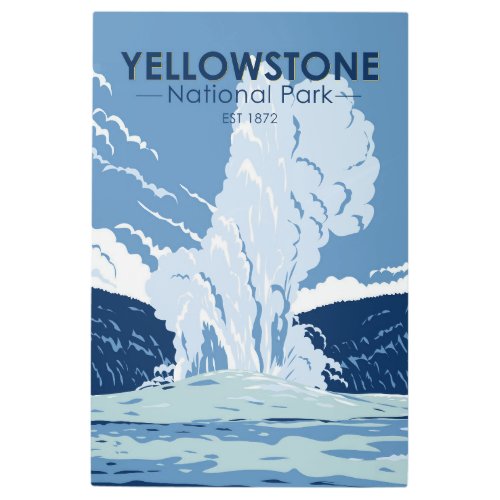 Yellowstone National Park Old Faithful Vintage  Metal Print