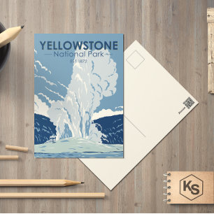 Yellowstone National Park Old Faithful Vintage Postcard