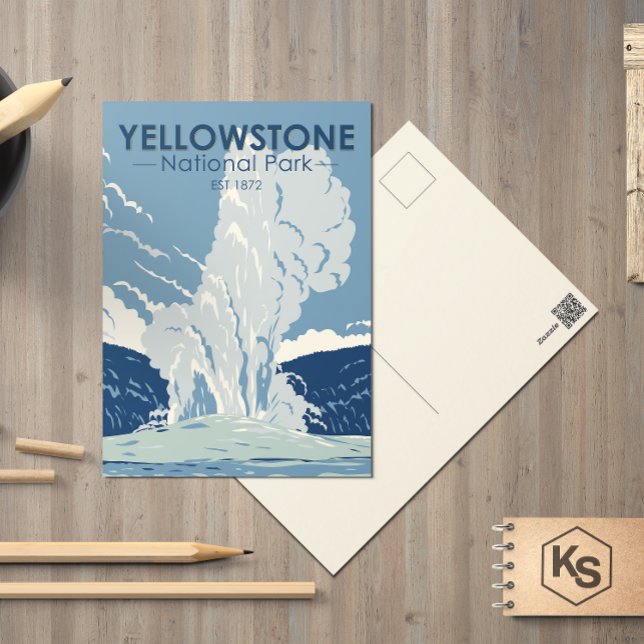 Yellowstone National Park Old Faithful Vintage Postcard (Creator Uploaded)