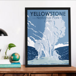 Yellowstone National Park Old Faithful Vintage Poster