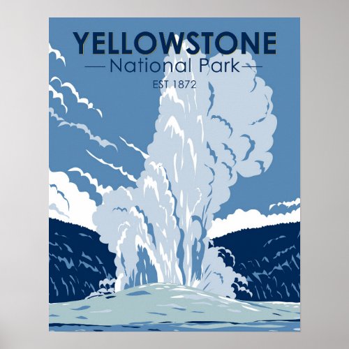 Yellowstone National Park Old Faithful Vintage Poster
