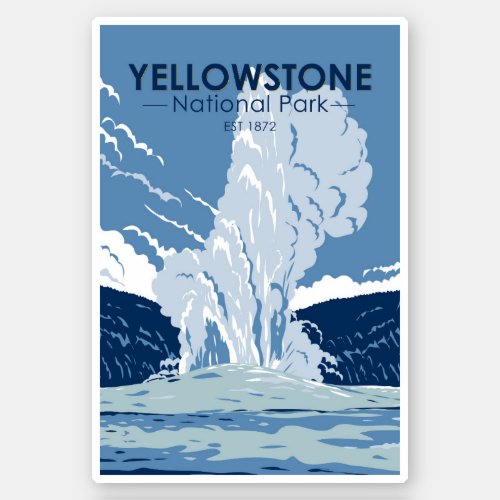 Yellowstone National Park Old Faithful Vintage Sticker
