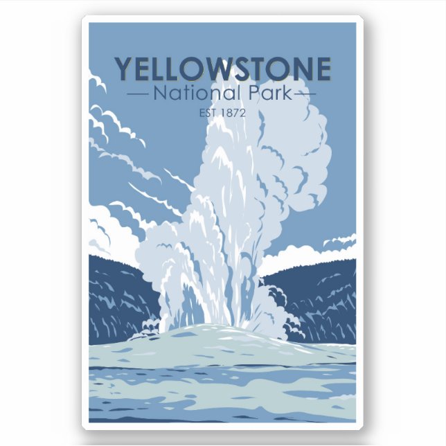 Yellowstone National Park Old Faithful Vintage Sticker (Front)