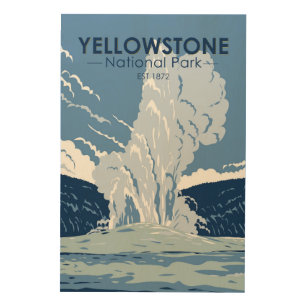 Yellowstone National Park Old Faithful Vintage Wood Wall Art