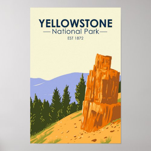 Yellowstone National Park Petrified Tree Vintage Poster