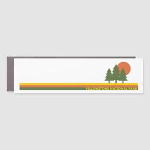 Yellowstone National Park Pine Trees Sun Car Magnet