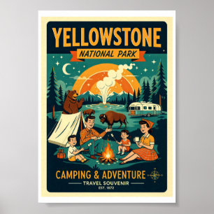 Yellowstone National Park Retro 1950s Poster