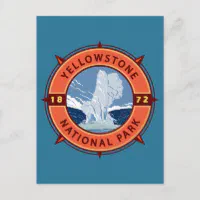 Yellowstone National Park Retro Compass Emblem Postcard