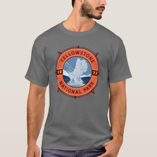 Yellowstone National Park Retro Compass Emblem T-Shirt | Zazzle