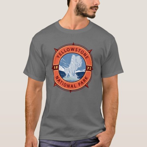 Yellowstone National Park Retro Compass Emblem T_Shirt
