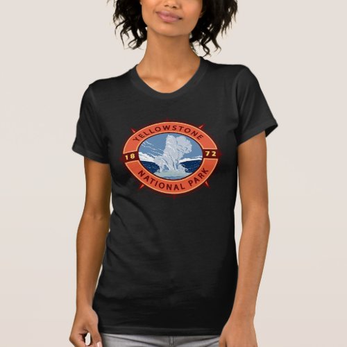 Yellowstone National Park Retro Compass Emblem T_Shirt