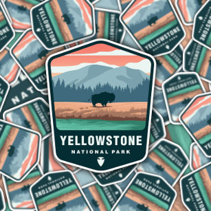 Yellowstone National Park Retro   Die-Cut Sticker