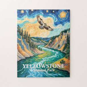 Yellowstone National Park River Colorful Bird Art Jigsaw Puzzle