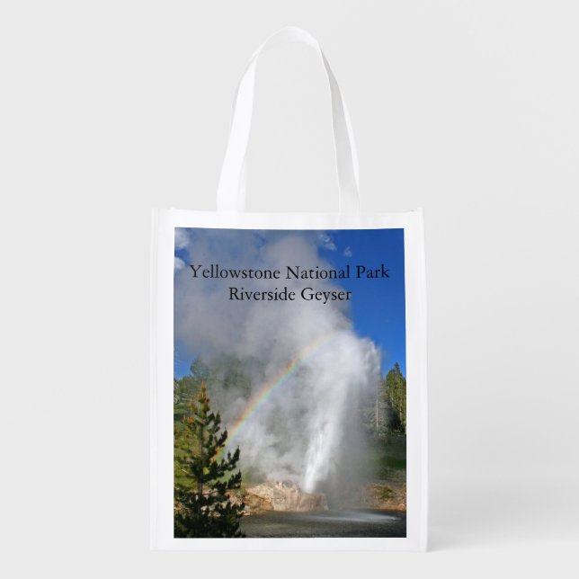 Yellowstone National Park Riverside Geyser Souveni Reusable Grocery Bag (Front)