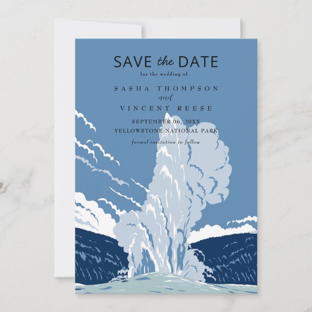 Yellowstone National Park Save The Date Retro Invitation (Front)