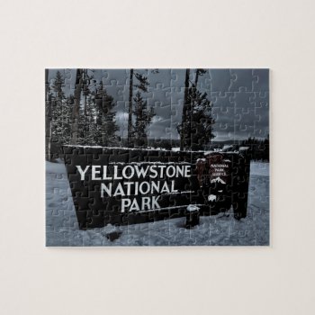 Yellowstone National Park Sign Jigsaw Puzzle by Rebecca_Reeder at Zazzle