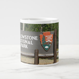 Yellowstone National Park, sign, Wyoming, U. S. Large Coffee Mug