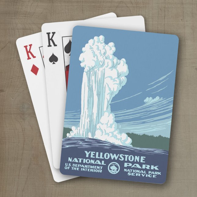 Yellowstone National Park Souvenir - Vintage WPA Poker Cards (Yellowstone National Park Playing Cards - Old Faithful wpa)