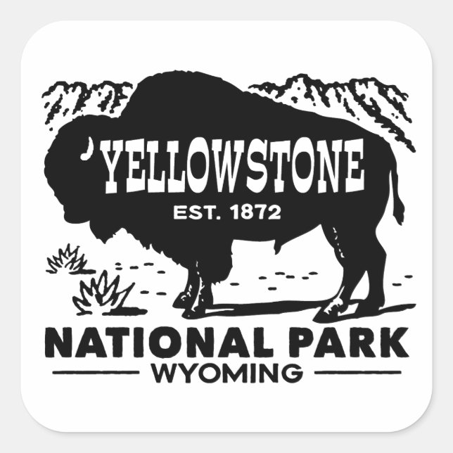 Yellowstone National Park Square Sticker (Front)