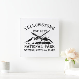 Yellowstone national park square wall clock