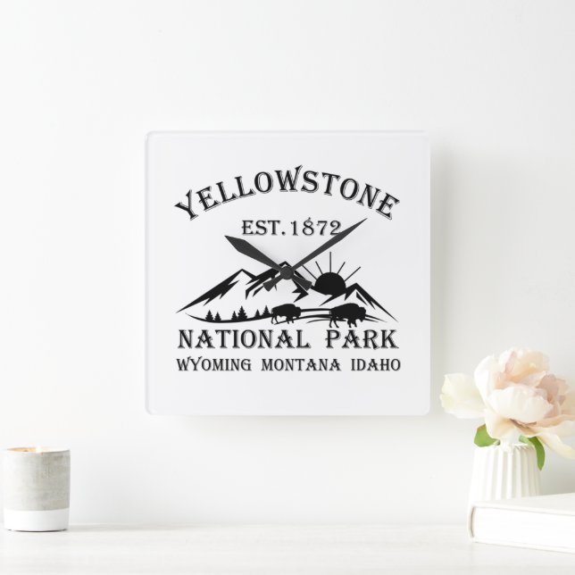 Yellowstone national park square wall clock (Home)