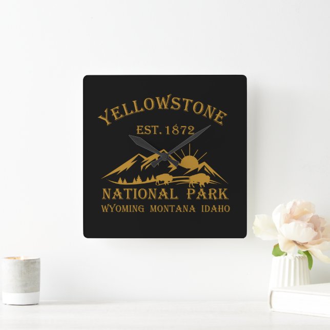 Yellowstone national park square wall clock (Home)