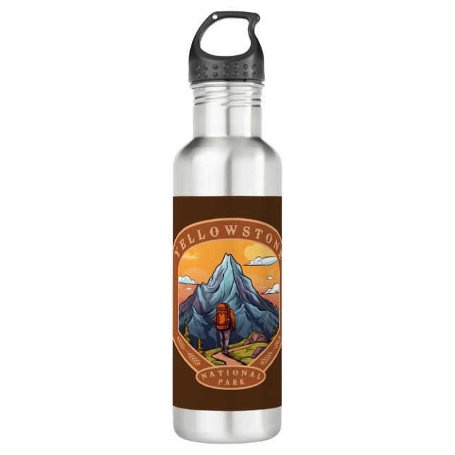 Yellowstone National Park Stainless Steel Water Bottle (Front)