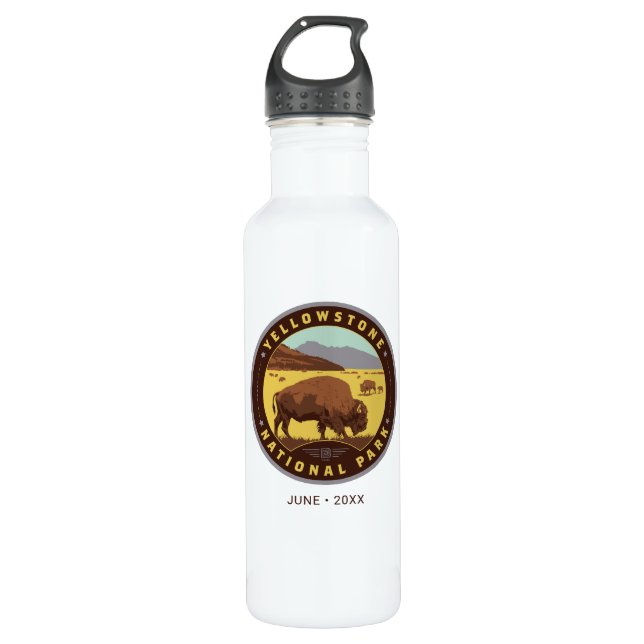 Yellowstone National Park Stainless Steel Water Bottle (Front)