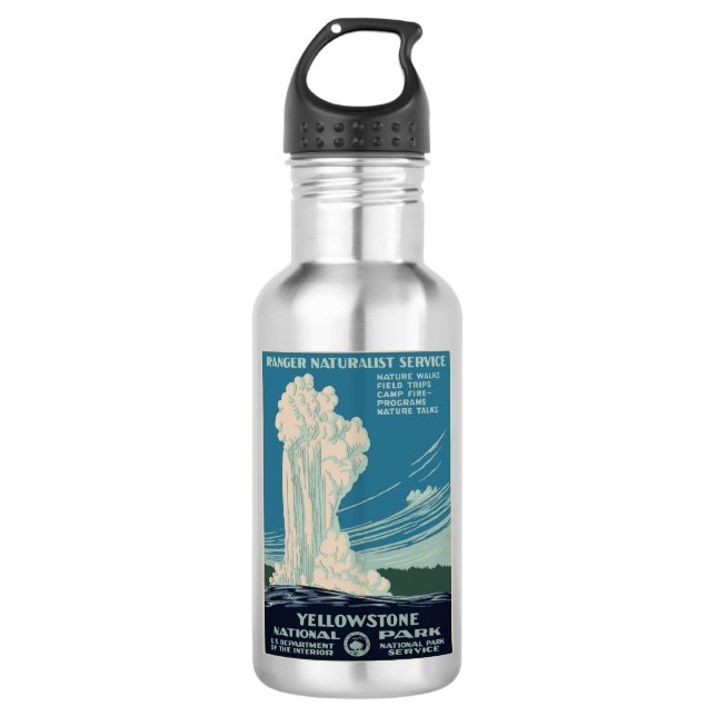 Yellowstone National Park Stainless Steel Water Bottle (Front)