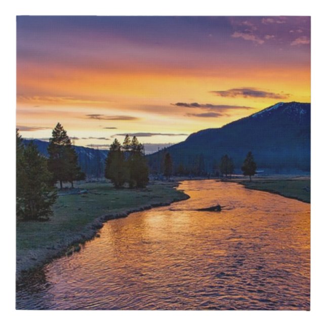 Yellowstone National Park Sunset Faux Canvas Print (Front)