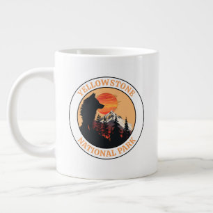 Yellowstone National Park, Sunset Wolf Art, Circle Giant Coffee Mug
