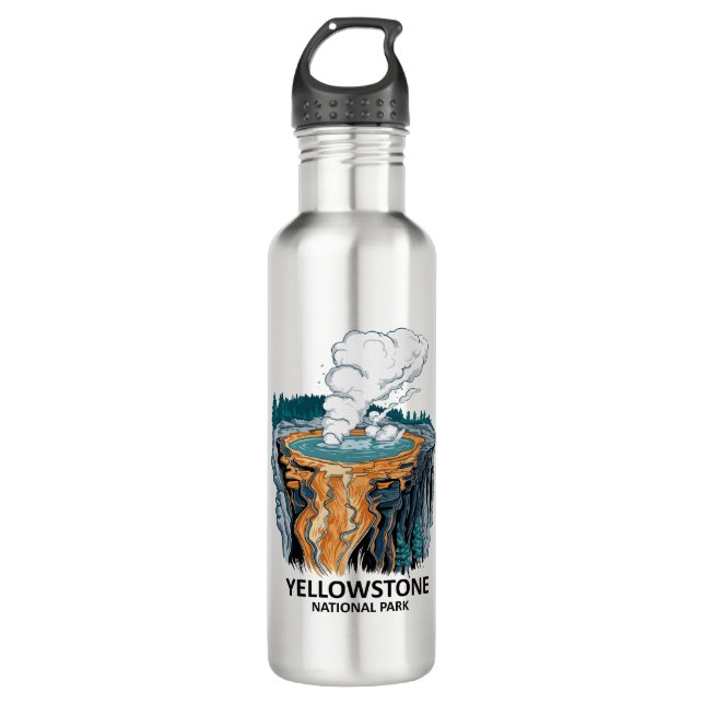 Yellowstone National Park supervolcano Stainless Steel Water Bottle (Front)