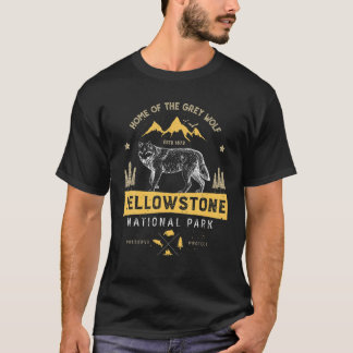 Yellowstone National Park T US Wolf Vintage Men Wo T-Shirt