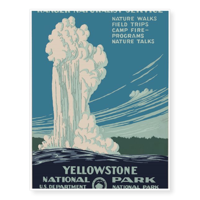 Yellowstone National Park Temporary Tattoos (Front)