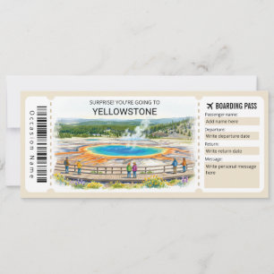 Yellowstone National Park Trip Boarding Pass Invitation
