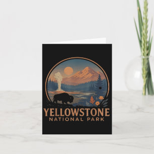 Yellowstone National Park Us Bison Vintage Hiking Card