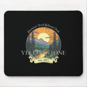 Yellowstone National Park Vacation Men Women Retro Mouse Pad