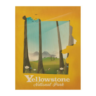 Yellowstone National Park vacation poster. Wood Wall Art