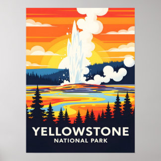 Yellowstone National Park – Vibrant Geyser Poster