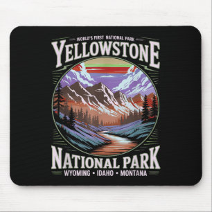 Yellowstone National Park Vintage Mountain Nature Mouse Pad