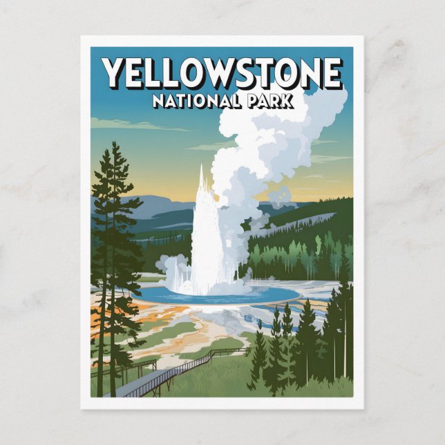 Yellowstone National Park vintage Postcard (Front)