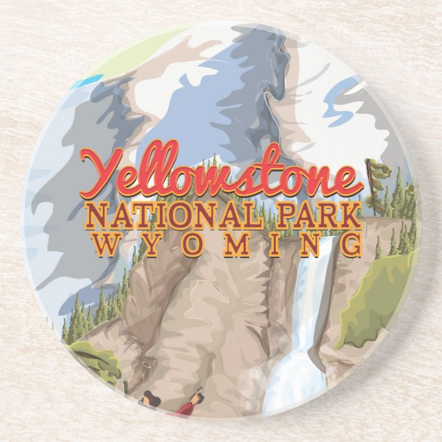 Yellowstone National Park Vintage Poster Coaster (Front)