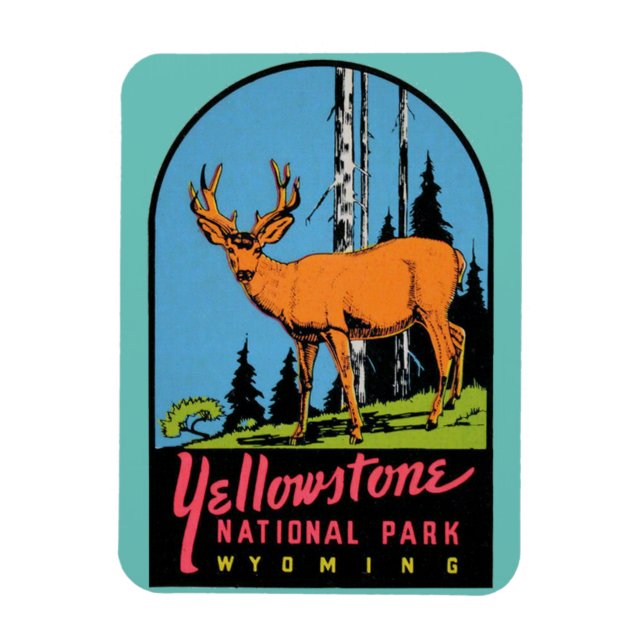 Yellowstone National Park Vintage Travel Flexible  Magnet (Vertical)
