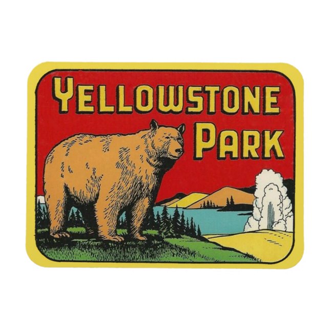 Yellowstone National Park Vintage Travel Magnet (Horizontal)