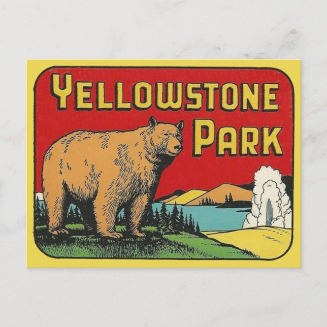 Yellowstone National Park Vintage Travel Postcard (Front)