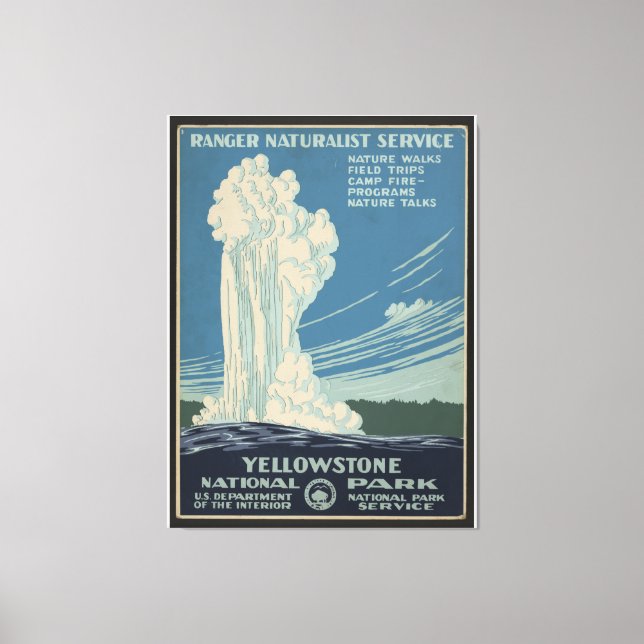 Yellowstone National Park Vintage Travel Poster Canvas Print (Front)