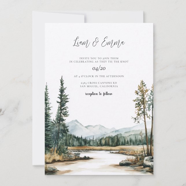Yellowstone National Park Wedding Invitation (Front)