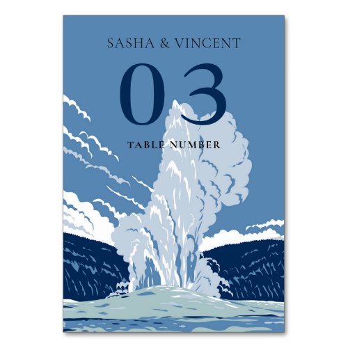 Yellowstone National Park Wedding Retro Table Number